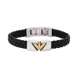 Emporio Armani Men's Black & Stainless Steel ID Bracelet