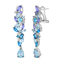 Le Vian 14ct White Gold 0.40ct Diamond & Blue Mixed Gemstone Drop Earrings