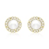 Thumbnail Image 1 of 9ct Yellow Gold Cultured Freshwater Pearl Cubic Zirconia Halo Stud Earrings