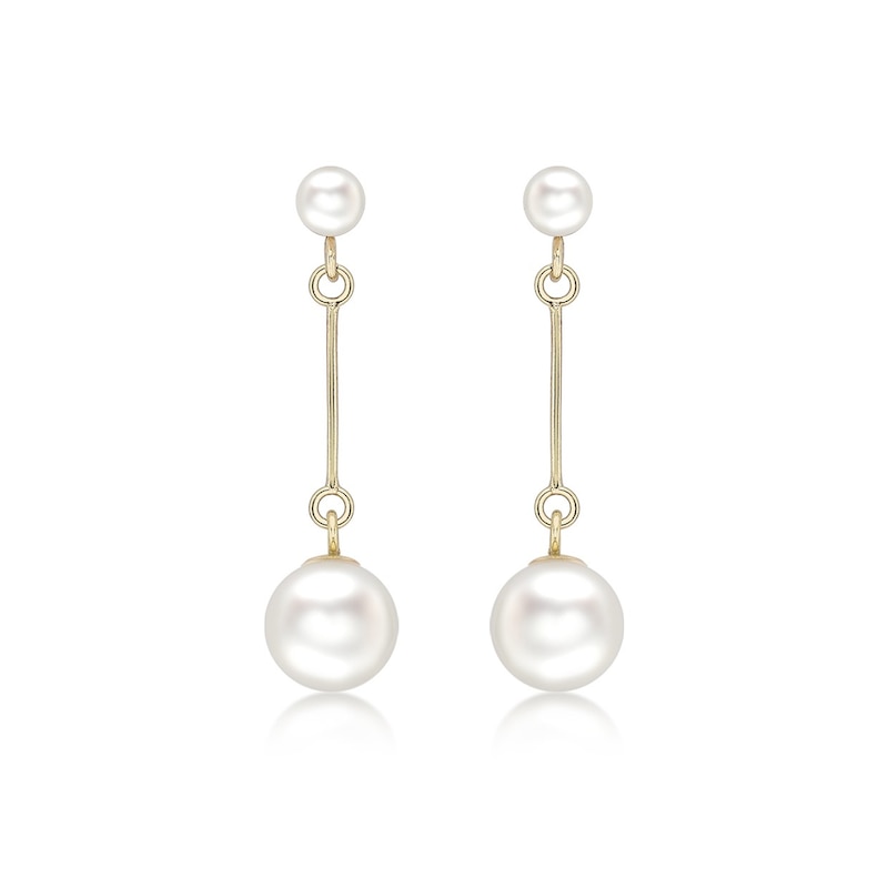 Main Image 1 of 9ct Yellow Gold Cultured Freshwater Pearl Drop Earrings