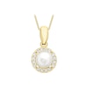 Thumbnail Image 1 of 9ct Yellow Gold Cultured Freshwater Pearl Cubic Zirconia Halo Pendant