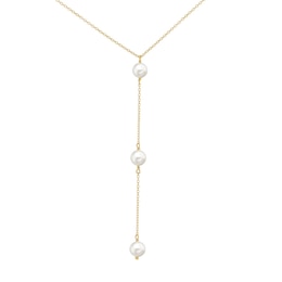 9ct Yellow Gold Cultured Freshwater Pearl Y-Shaped Station Necklace