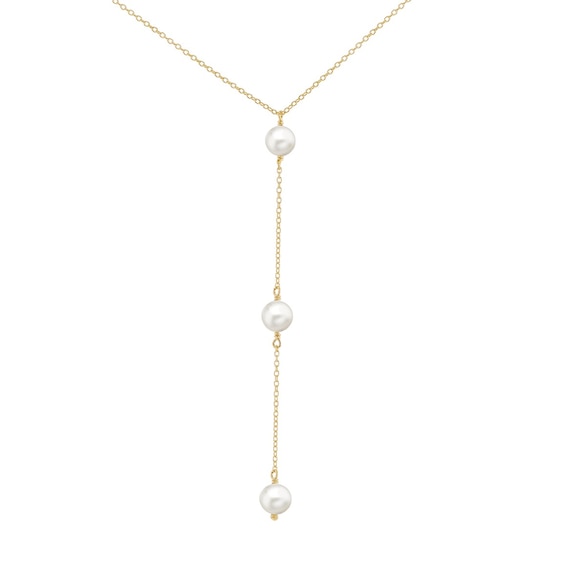 9ct Yellow Gold Cultured Freshwater Pearl Y-Shaped Station N