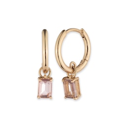 Lauren Ralph Lauren Gold Tone & Purple Sparkle Huggie Drop Earrings