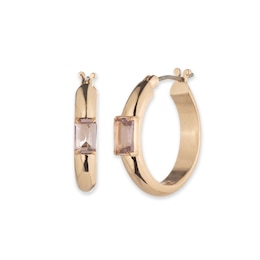 Lauren Ralph Lauren Gold Tone & Purple Sparkle Hoop Earrings