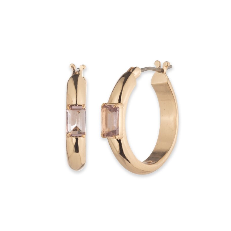 Main Image 1 of Lauren Ralph Lauren Gold Tone & Purple Sparkle Hoop Earrings