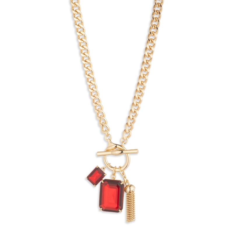Main Image 1 of Lauren Ralph Lauren Gold Tone & Red Sparkle Toggle Pendant