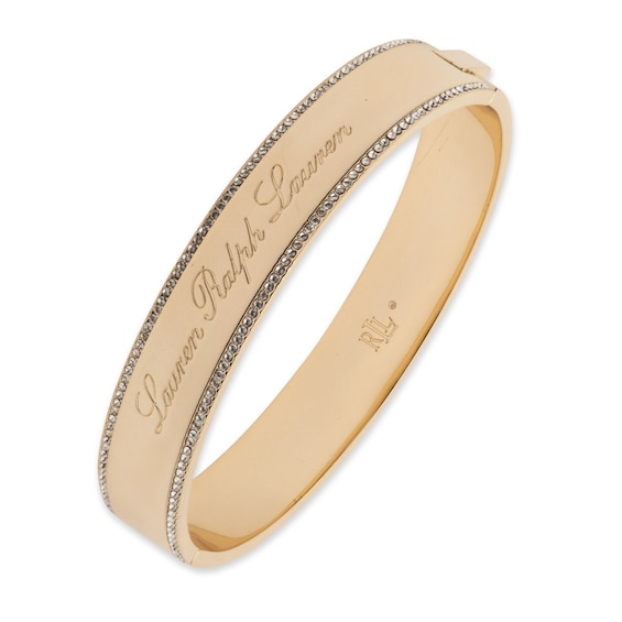 Women's Lauren Ralph Lauren Gold Tone Pavé Script Logo Bangle