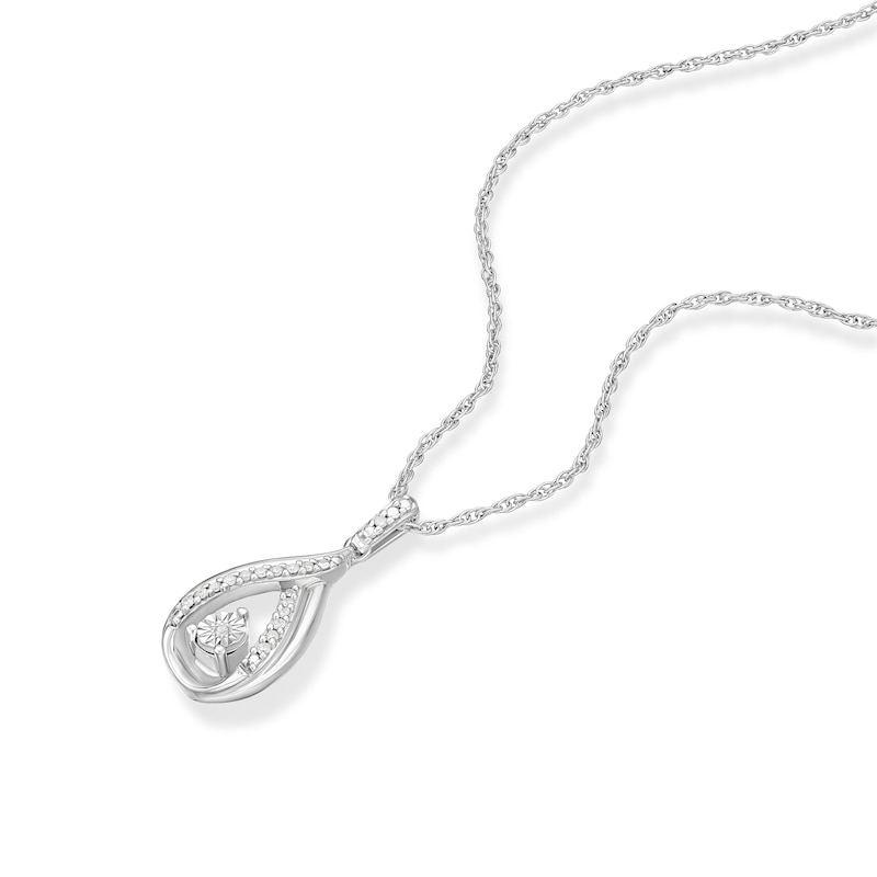 Main Image 2 of Sterling Silver Diamond Pear Shaped Open Pendant Necklace
