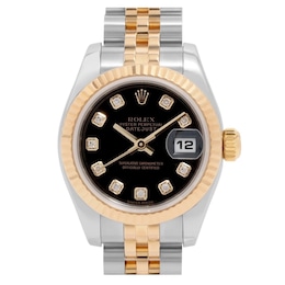 Previously Owned Rolex Lady-Datejust 179173G Black Dial 26mm Watch