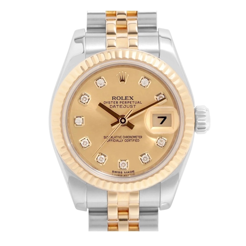 Main Image 1 of Previously Owned Rolex Lady-Datejust 179173G Champagne Dial 26mm Watch
