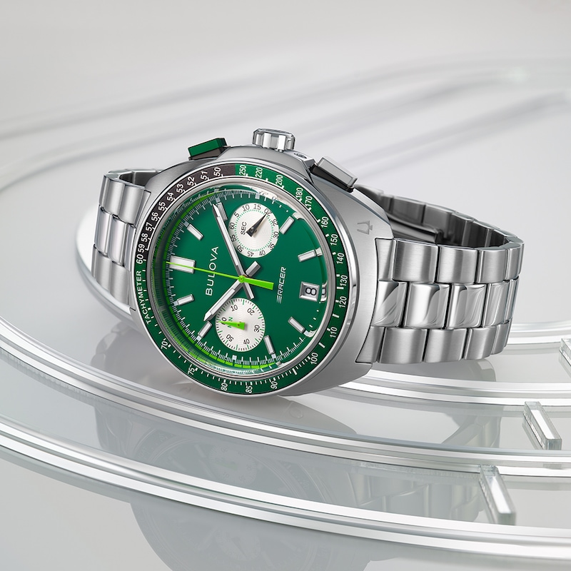 Main Image 2 of Bulova Racer Men's Chronograph Green Dial & Stainless Steel Watch