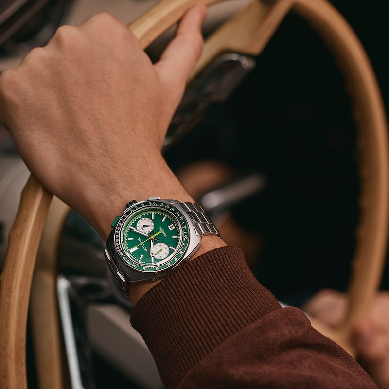 Main Image 5 of Bulova Racer Men's Chronograph Green Dial & Stainless Steel Watch