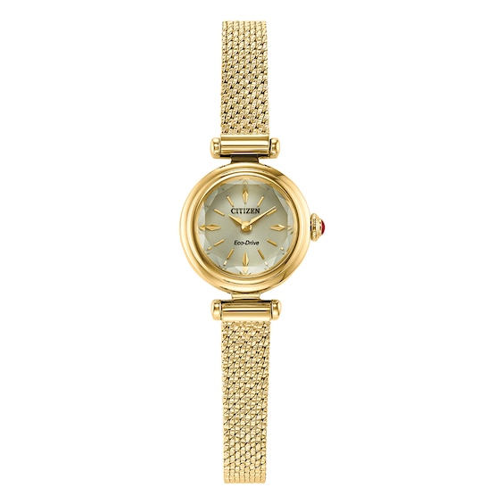 Women's Citizen Eco-Drive 'Fio' Round' Gold Tone Mesh Strap Watch