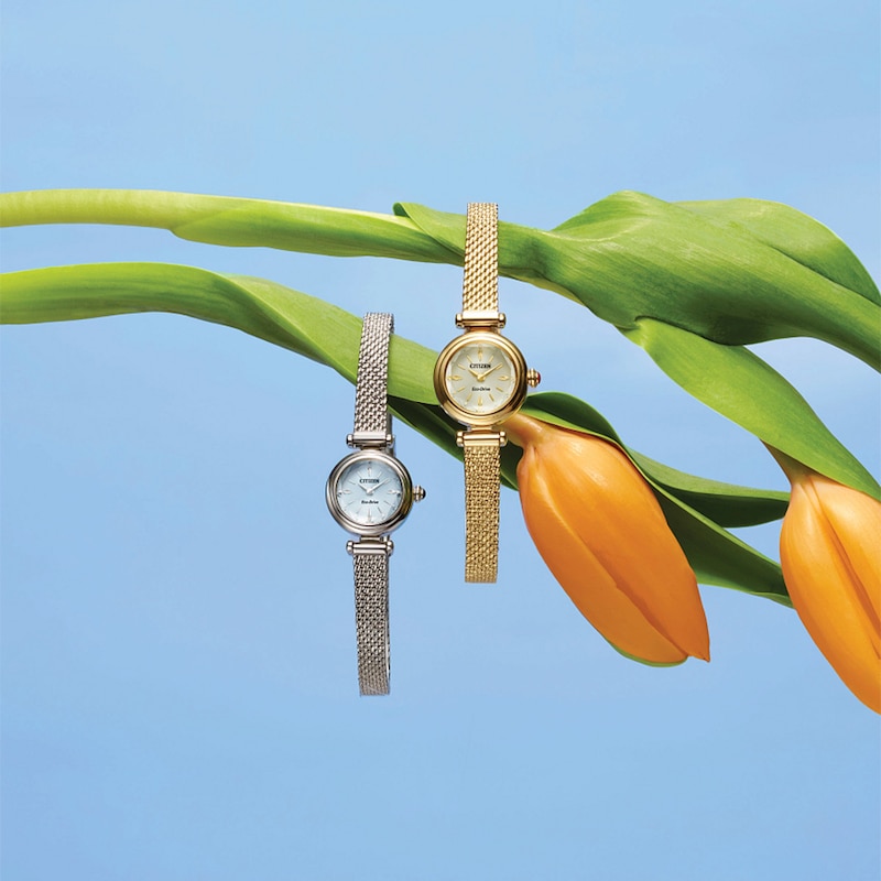 Main Image 4 of Citizen Eco-Drive 'Fio' Round' Women's Gold Tone Mesh Strap Watch