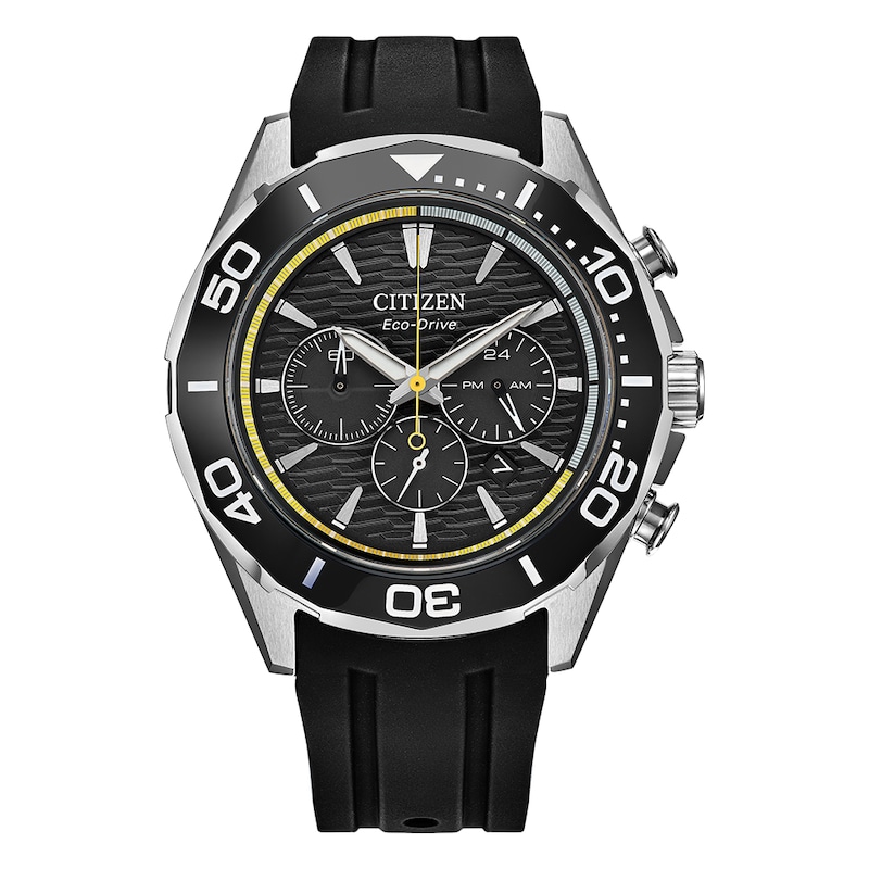 Main Image 1 of Citizen Modern Eco Drive Chronograph Men's Ceramic Bezel & Polyurethane Strap Watch