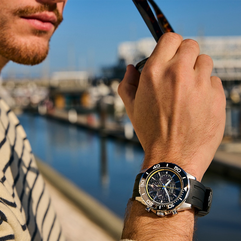 Main Image 4 of Citizen Modern Eco Drive Chronograph Men's Ceramic Bezel & Polyurethane Strap Watch