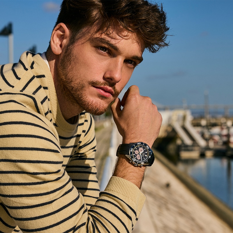 Main Image 6 of Citizen Modern Eco Drive Chronograph Men's Ceramic Bezel & Polyurethane Strap Watch