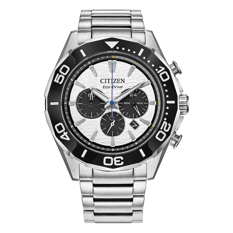 Main Image 1 of Citizen Modern Eco-Drive Chrono 43mm Men's Ceramic Bezel & Stainless Steel Watch