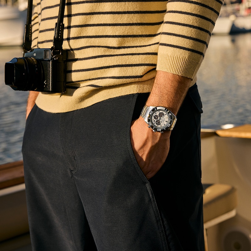 Main Image 5 of Citizen Modern Eco-Drive Chrono 43mm Men's Ceramic Bezel & Stainless Steel Watch