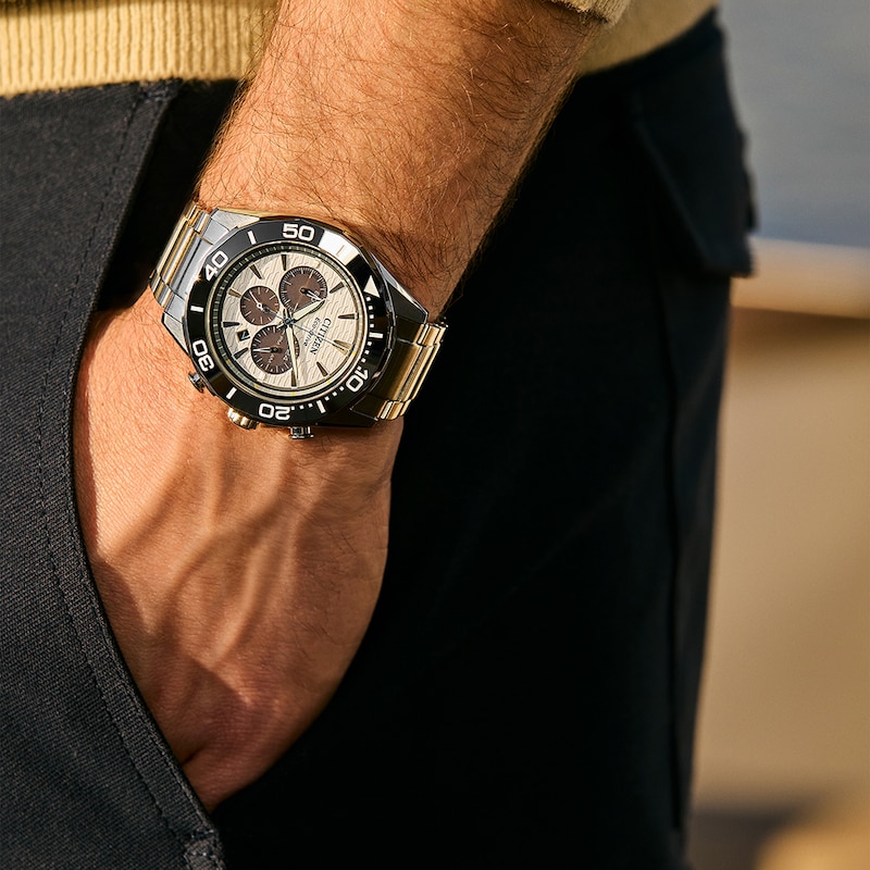 Main Image 8 of Citizen Modern Eco-Drive Chrono 43mm Men's Ceramic Bezel & Stainless Steel Watch