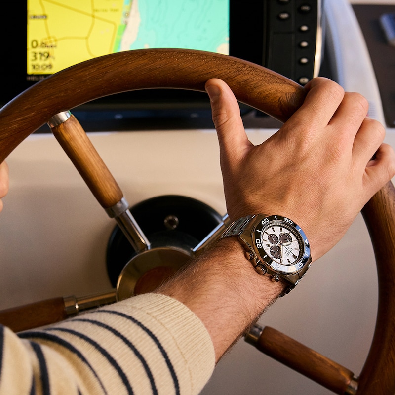 Main Image 9 of Citizen Modern Eco-Drive Chrono 43mm Men's Ceramic Bezel & Stainless Steel Watch