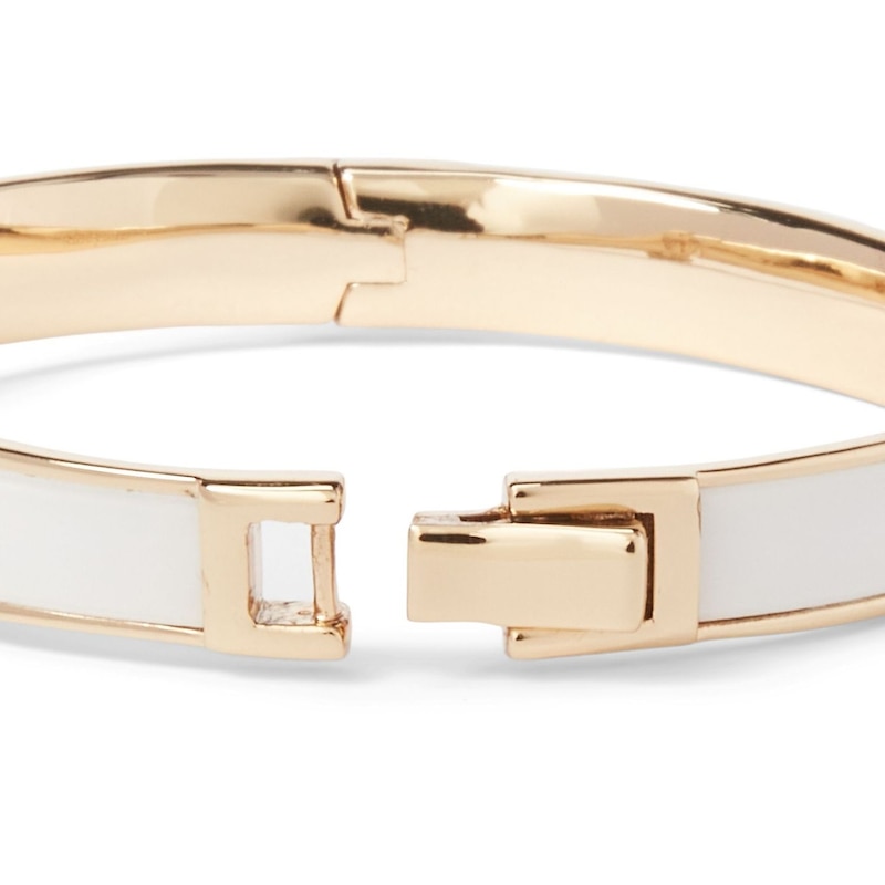 Main Image 2 of Lauren Ralph Lauren Gold Tone White Enamel Logo Bangle