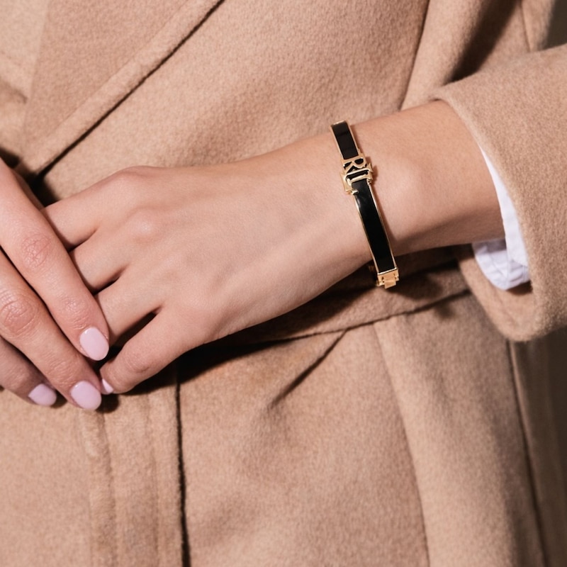 Main Image 3 of Lauren Ralph Lauren Gold Tone Black Enamel Logo Bangle