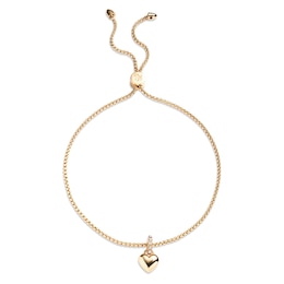 Lauren Ralph Lauren Gold Tone Pavé Heart Slider Bracelet
