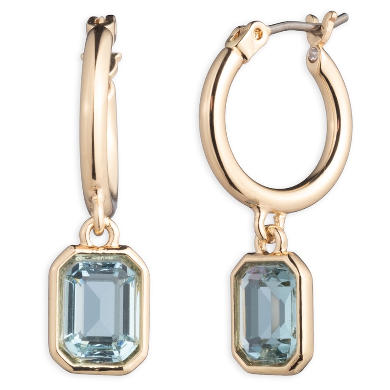 Main Image 1 of Lauren Ralph Lauren Gold Tone & Aqua Huggie Drop Earrings