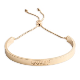Lauren Ralph Lauren Gold Tone Logo Slider Bolo Bracelet
