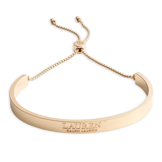 Women's Lauren Ralph Lauren Gold Tone Logo Slider Bolo Bracelet