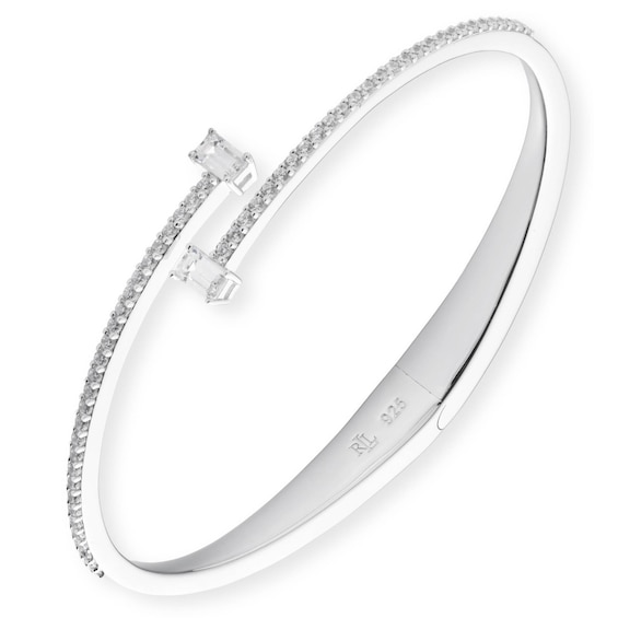 Women's Lauren Ralph Lauren Sterling Silver & Pavé Baguette Bypass Cuff