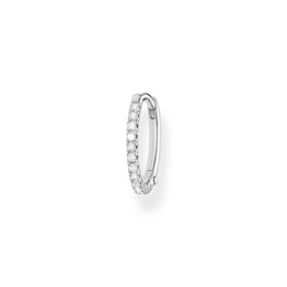 Thomas Sabo Rebel at Heart Sterling Silver 15mm Zirconia Single Hoop Earring