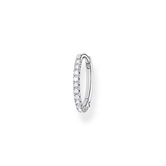 Thomas Sabo Rebel at Heart Sterling Silver 15mm Single Hoop Earring with White Zirconia for Men