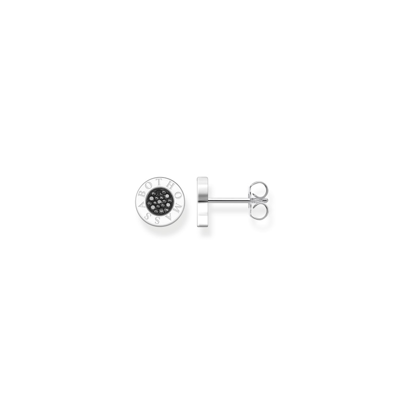Main Image 1 of Thomas Sabo Rebel at Heart Sterling Silver Black Zirconia Pavé Stud Earrings