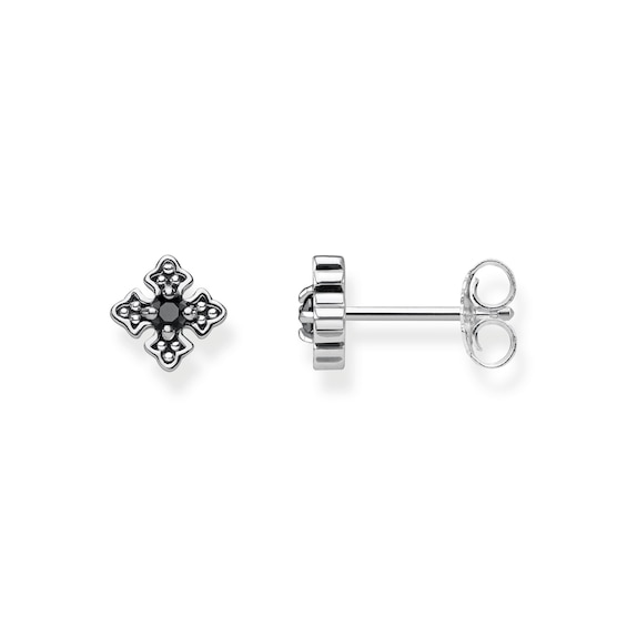 Thomas Sabo Rebel at Heart Sterling Silver & Black Zirconia Cross Stud Earrings