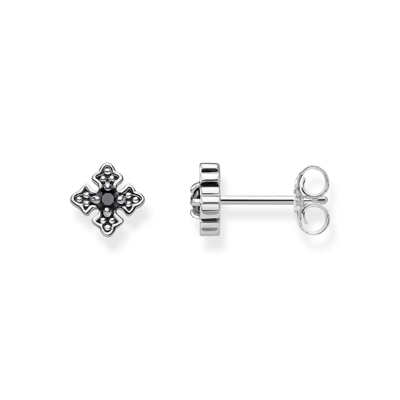 Main Image 1 of Thomas Sabo Rebel at Heart Sterling Silver & Black Zirconia Cross Stud Earrings