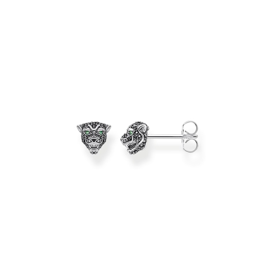Thomas Sabo Rebel at Heart Sterling Silver & Pavé Black Zirconia Cat Stud Earrings