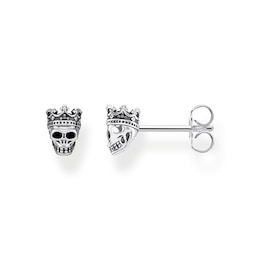 Thomas Sabo Rebel at Heart Sterling Silver & Black Zirconia Crown Skull Stud Earrings