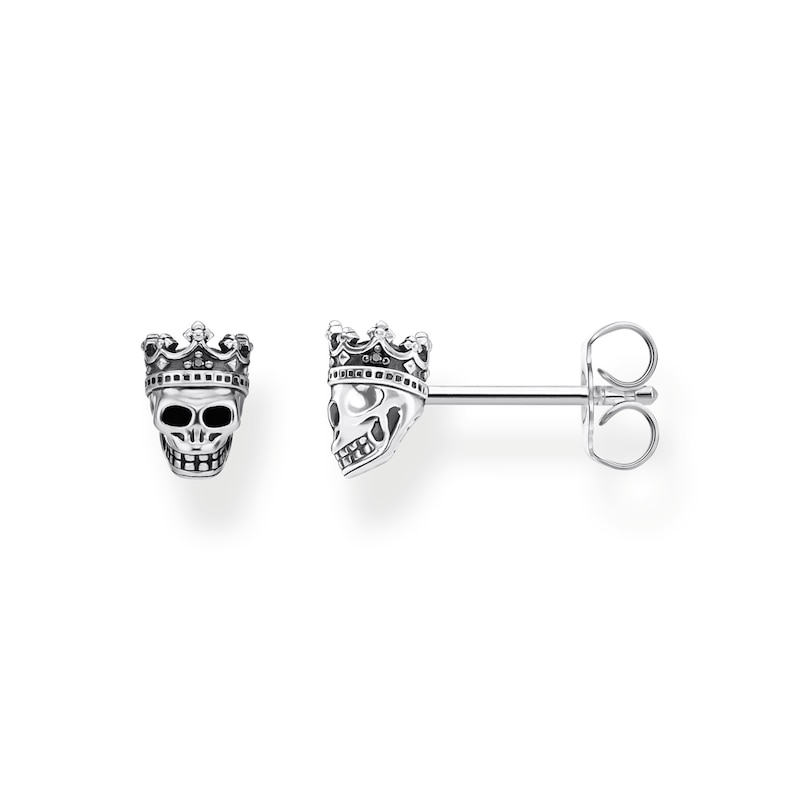 Main Image 1 of Thomas Sabo Rebel at Heart Sterling Silver & Black Zirconia Crown Skull Stud Earrings