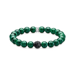 Thomas Sabo Rebel at Heart Green Synthetic Malachite & Sterling Silver Beaded Bracelet