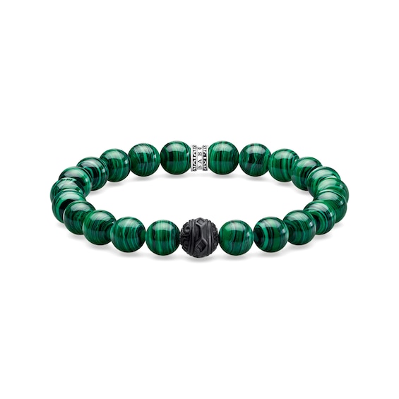 Men's Thomas Sabo Rebel At Heart Green Synthetic Malachite & Sterling Silver Beaded Bracelet