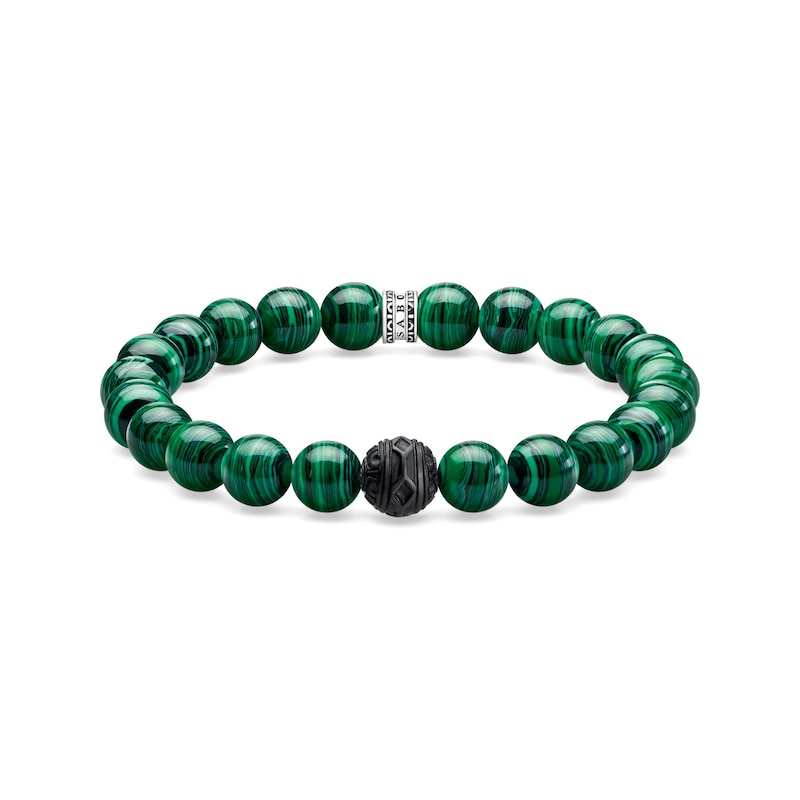 Main Image 1 of Thomas Sabo Rebel at Heart Green Synthetic Malachite & Sterling Silver Beaded Bracelet
