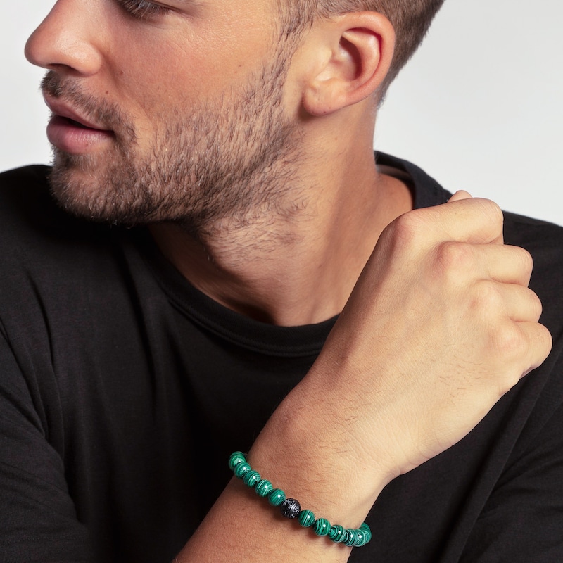Main Image 2 of Thomas Sabo Rebel at Heart Green Synthetic Malachite & Sterling Silver Beaded Bracelet