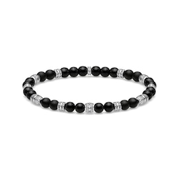 Thomas Sabo Rebel at Heart Sterling Silver & Black Obsidian Beaded Bracelet