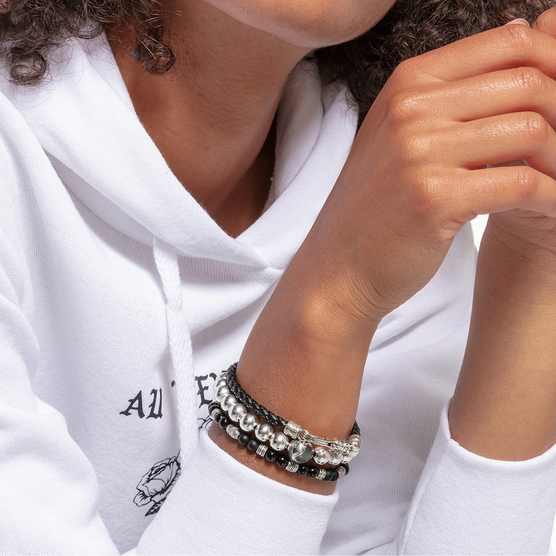 Main Image 2 of Thomas Sabo Rebel at Heart Sterling Silver & Black Obsidian Beaded Bracelet