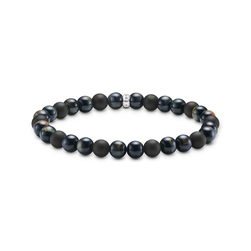 Main Image 1 of Thomas Sabo Rebel at Heart Sterling Silver Obsidian & Tiger Eye Talisman Beaded Bracelet