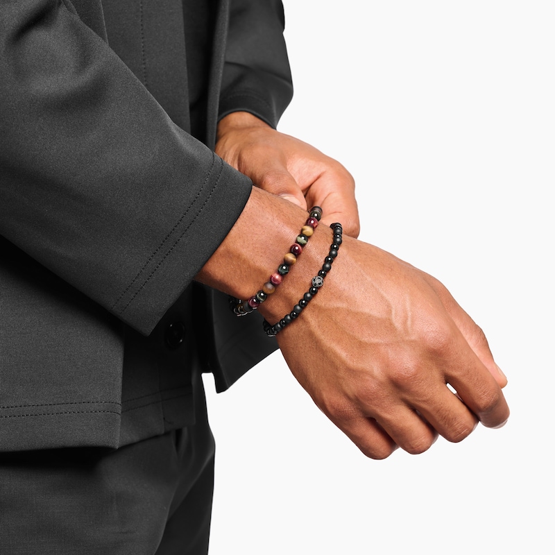 Main Image 2 of Thomas Sabo Rebel at Heart Sterling Silver Tiger Eye Talisman Beaded Bracelet