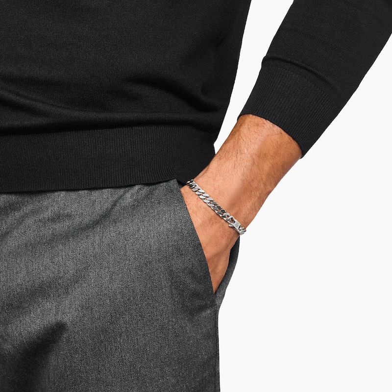 Main Image 2 of Thomas Sabo Rebel at Heart Blackened Sterling Silver Curb Chain Bracelet